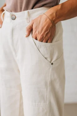 Ace Knee Patch Barrel Jeans | Oatmeal - SO ME