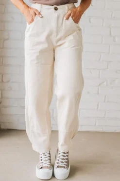 Ace Knee Patch Barrel Jeans | Oatmeal - SO ME