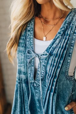 Acid Wash Pintuck Jumpsuit