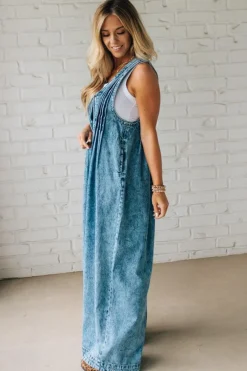 Acid Wash Pintuck Jumpsuit