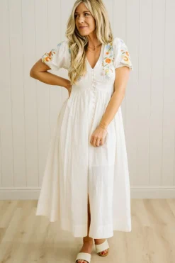 Anita Embroidered Button Down Dress
