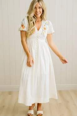 Anita Embroidered Button Down Dress