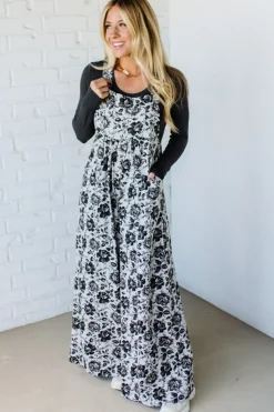 Antiqued Rose Wide Leg Overalls - BIBI