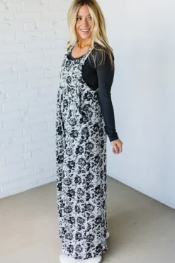 Antiqued Rose Wide Leg Overalls - BIBI