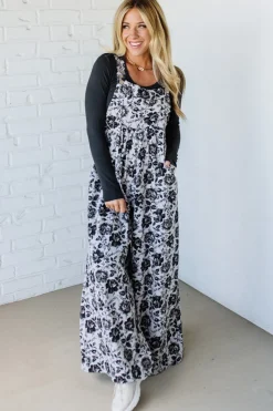 Antiqued Rose Wide Leg Overalls - BIBI