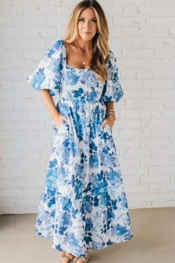 Aurelia Floral Maxi Dress - Blue