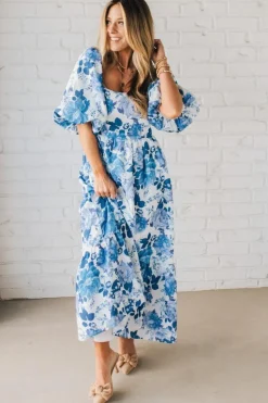 Aurelia Floral Maxi Dress - Blue
