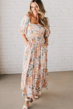 Aurelia Floral Maxi Dress - Light Pink