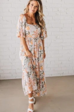 Aurelia Floral Maxi Dress - Light Pink