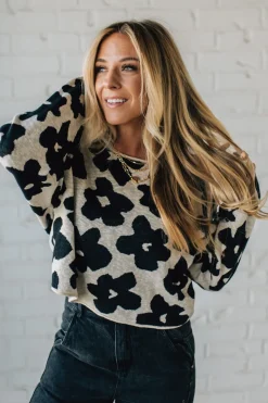 Blackened Daisy Boxy Sweater