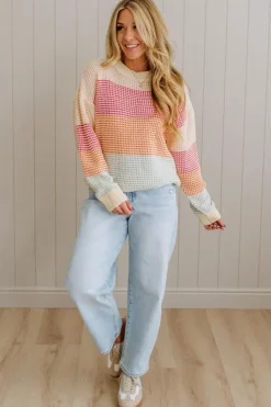 Blocked Waffle Sweater
