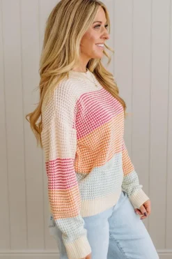 Blocked Waffle Sweater