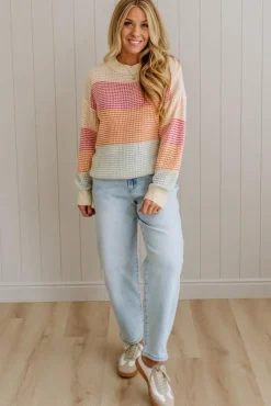 Blocked Waffle Sweater