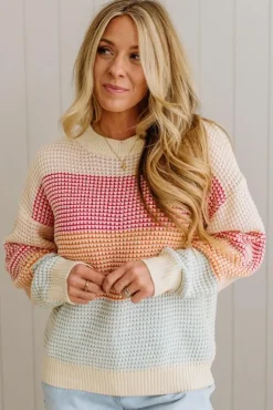 Blocked Waffle Sweater