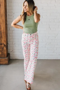 Bloomed High Waist Denim Pants - ANNIEWEAR