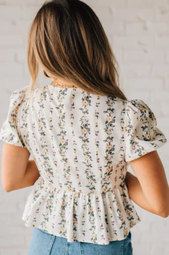 Blooming Tie Front Peplum Top