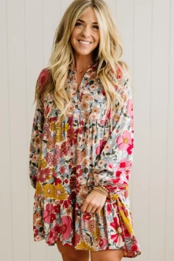 Bold Floral Tiered Dress