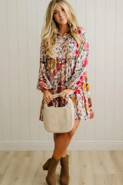 Bold Floral Tiered Dress