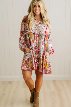 Bold Floral Tiered Dress