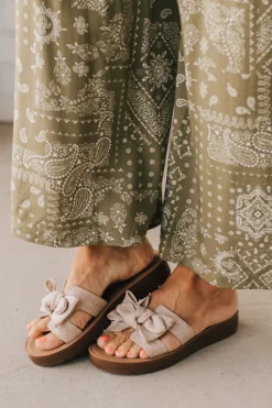 Bonnie Bow Top Slides | Linen