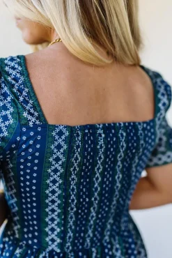 Border Print Tiered Maxi Dress