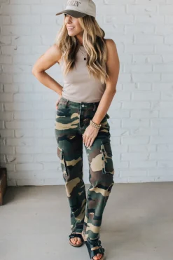 Camo Cargo Mid Rise Jeans - SO ME