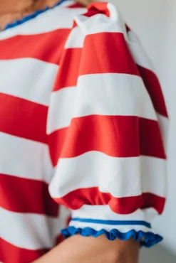 Canary Red Stripe Shift Dress