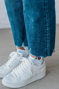 Charlie Crop Hem Jeans | Frayed Medium Wash - EUNINA