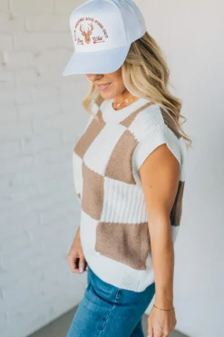Checkered Sweater Vest Top
