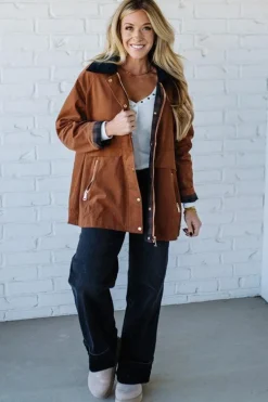 Corduroy Collar Barn Jacket | Cognac