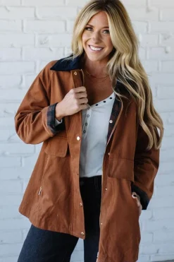 Corduroy Collar Barn Jacket | Cognac