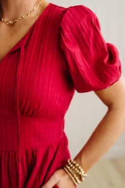 Courtney Puff Shoulder Midi Dress