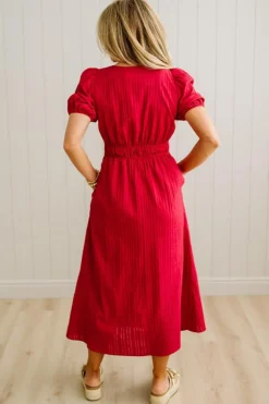 Courtney Puff Shoulder Midi Dress