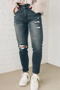 Daphne Distressed Mom Jeans - KANCAN