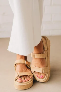 Devyn Chunky Strap Sandals | Straw