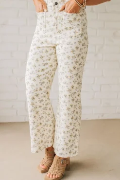 Ditsy Floral Cropped Wide Leg Jeans - ANNIEWEAR