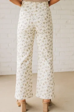 Ditsy Floral Cropped Wide Leg Jeans - ANNIEWEAR