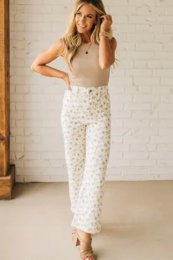 Ditsy Floral Cropped Wide Leg Jeans - ANNIEWEAR
