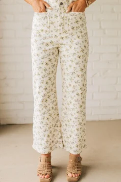 Ditsy Floral Cropped Wide Leg Jeans - ANNIEWEAR