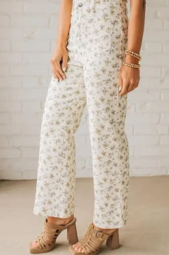 Ditsy Floral Cropped Wide Leg Jeans - ANNIEWEAR