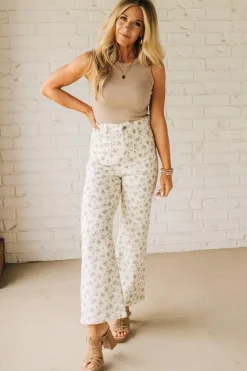 Ditsy Floral Cropped Wide Leg Jeans - ANNIEWEAR