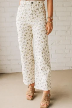 Ditsy Floral Cropped Wide Leg Jeans - ANNIEWEAR