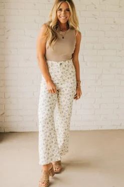 Ditsy Floral Cropped Wide Leg Jeans - ANNIEWEAR