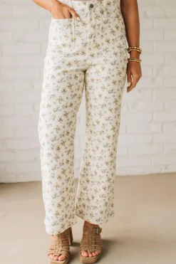 Ditsy Floral Cropped Wide Leg Jeans - ANNIEWEAR
