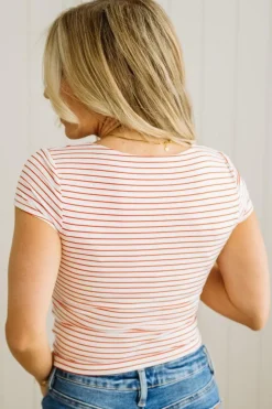 Double Lined Striped Square Neck Top