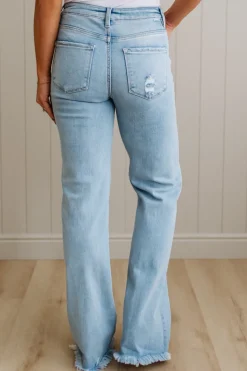 Eleanor High Rise Frayed Hem Jeans - RISEN