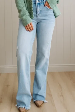 Eleanor High Rise Frayed Hem Jeans - RISEN