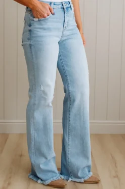 Eleanor High Rise Frayed Hem Jeans - RISEN