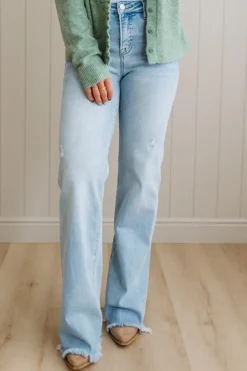 Eleanor High Rise Frayed Hem Jeans - RISEN