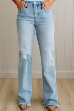 Eleanor High Rise Frayed Hem Jeans - RISEN